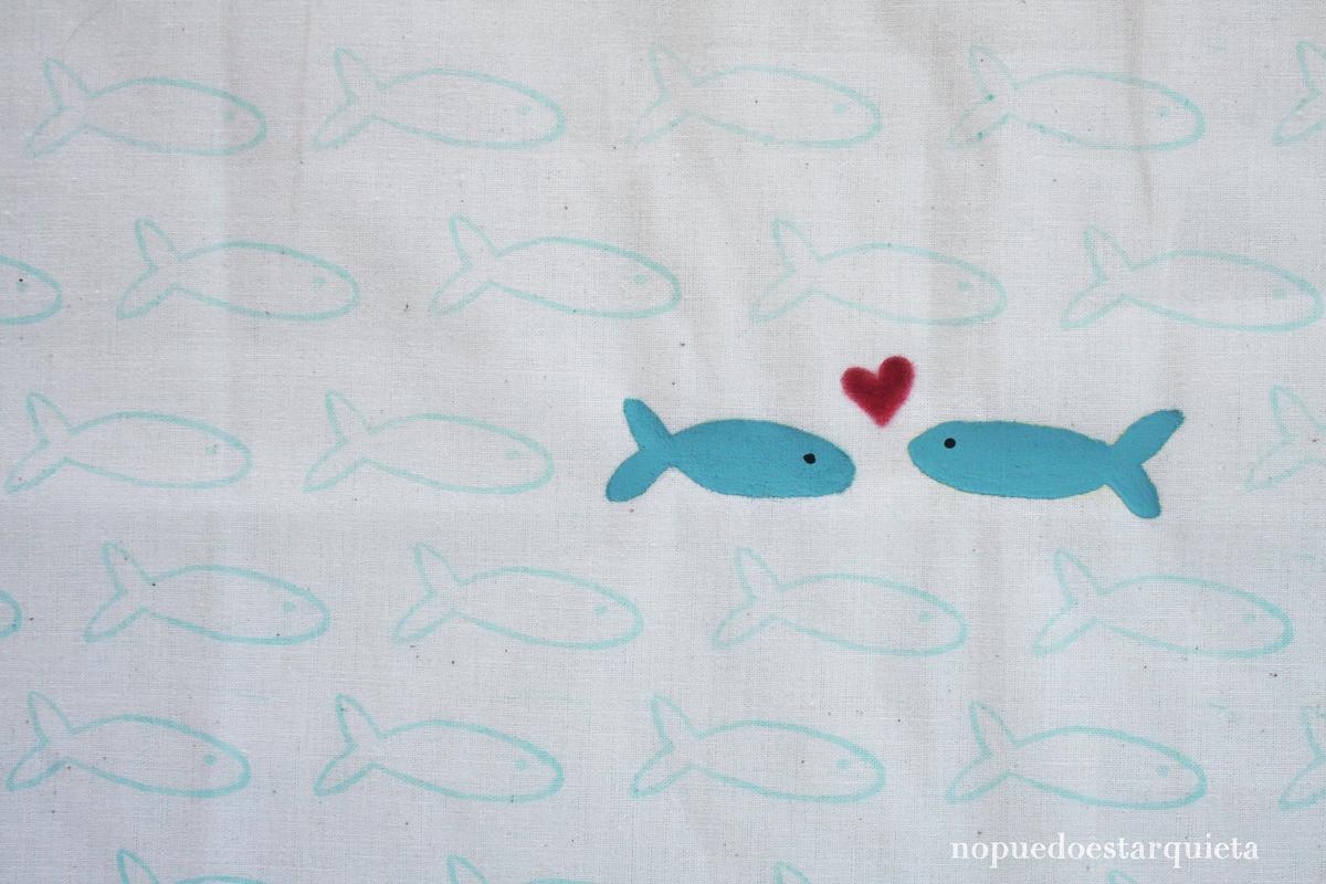 Tote bag decorada con sellos y chalk paint