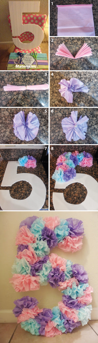 letras-con-pompones-de-papel-de-seda