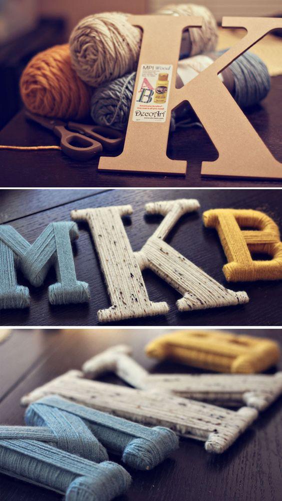 letras decorativas con lana