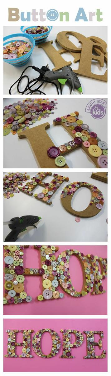 letras decorativas con botones de colores