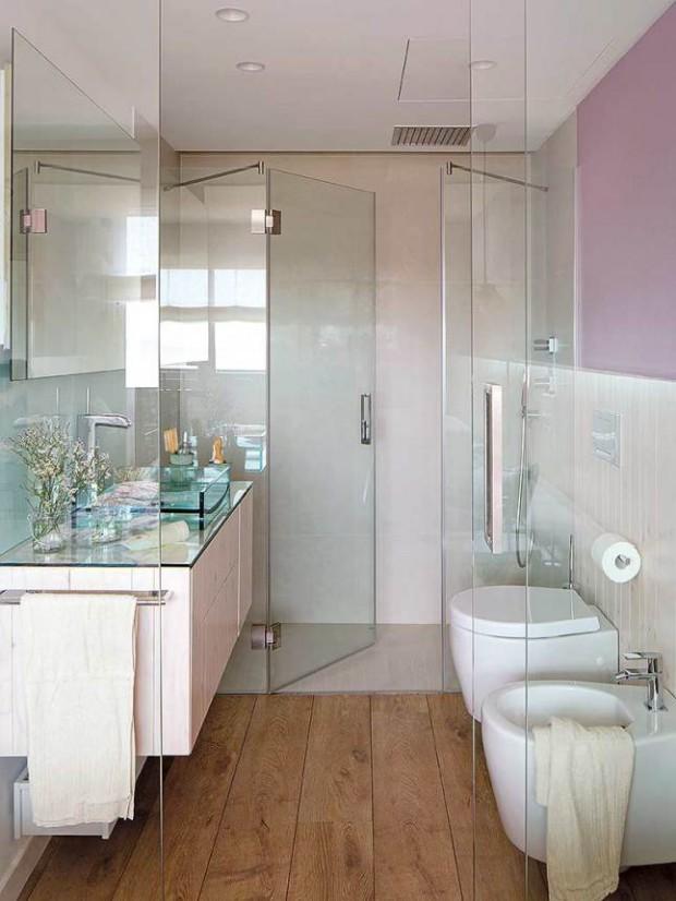 wooden flooring bathroom