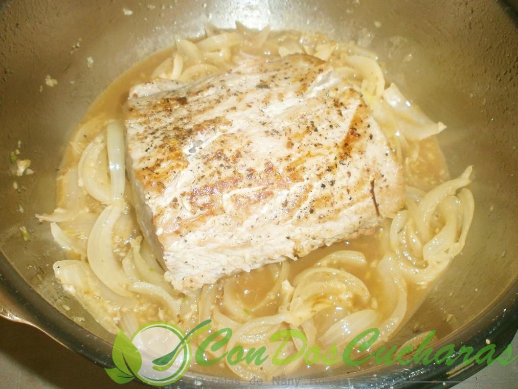 Lomo de cerdo con mostaza