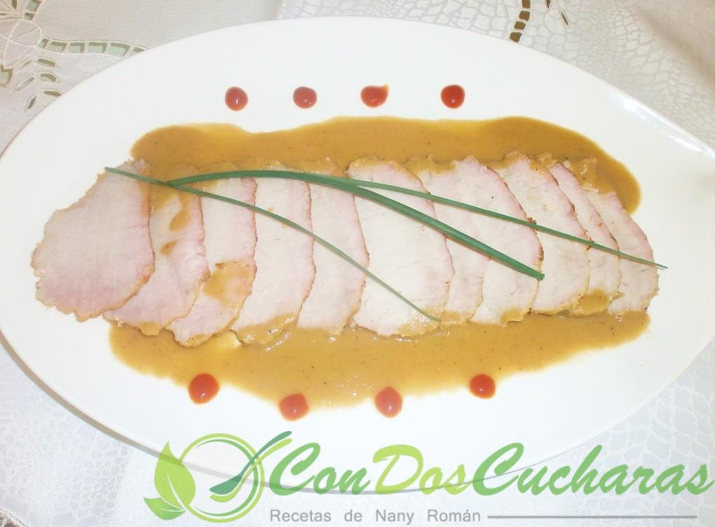 Lomo de cerdo con mostaza