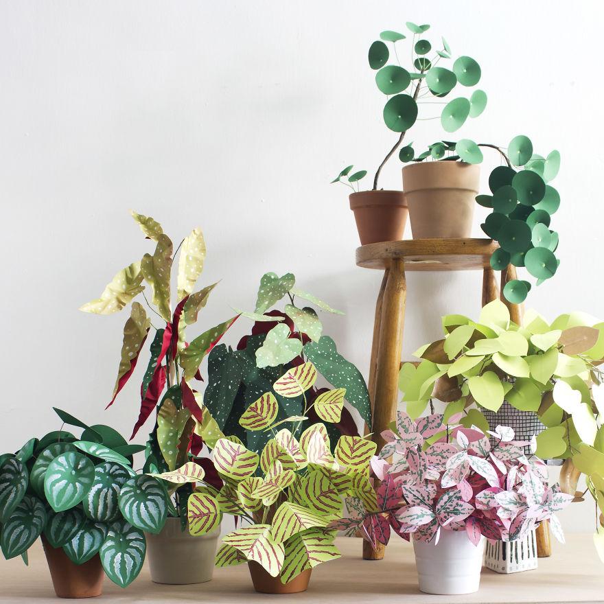 hermosas plantas artificiales hechas con papel
