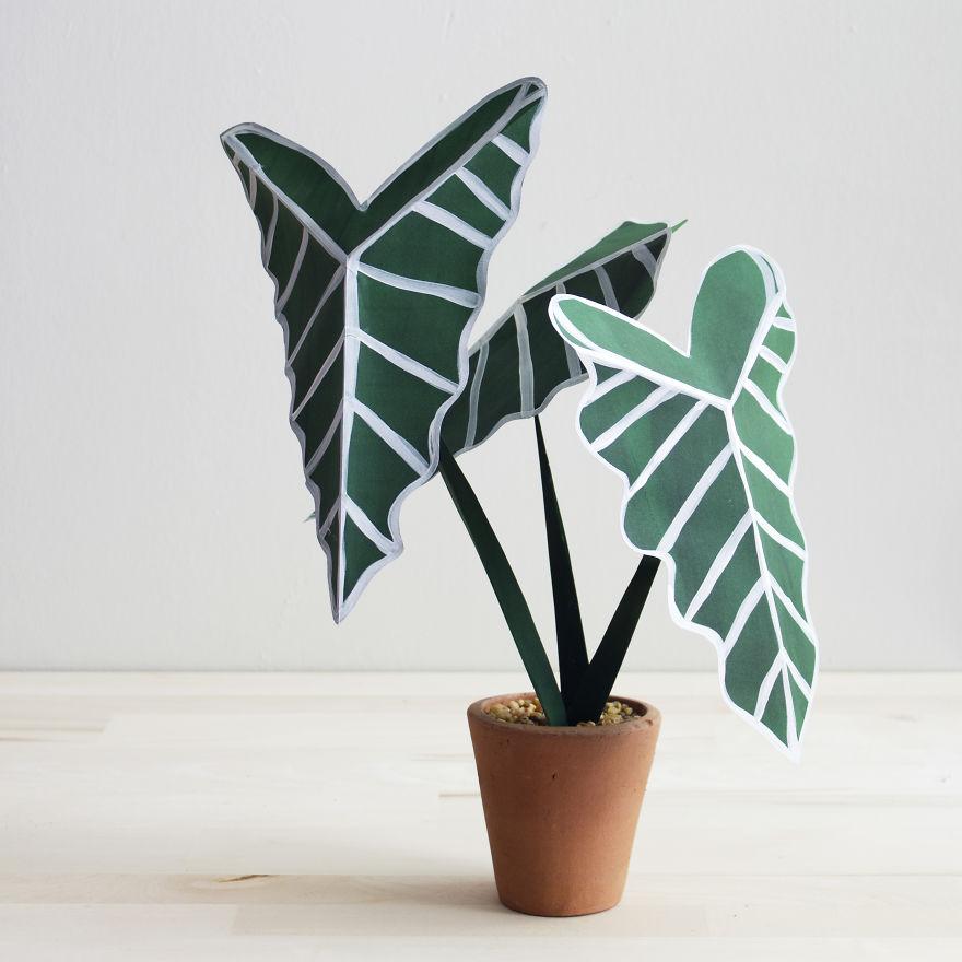 hermosas plantas artificiales hechas con papel