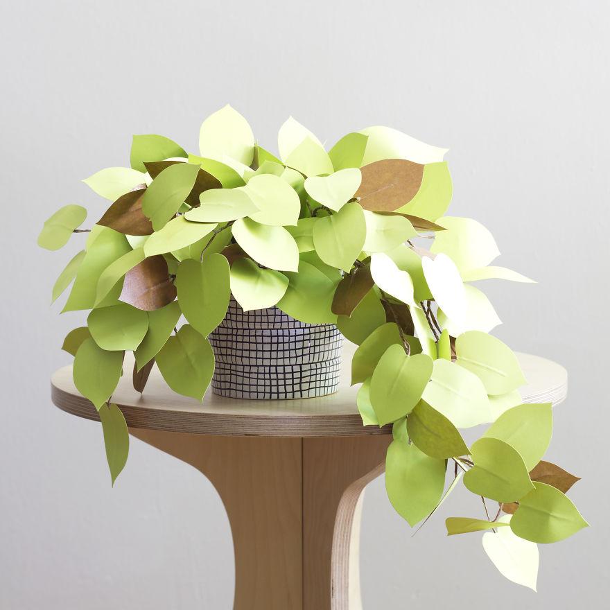 hermosas plantas artificiales hechas con papel