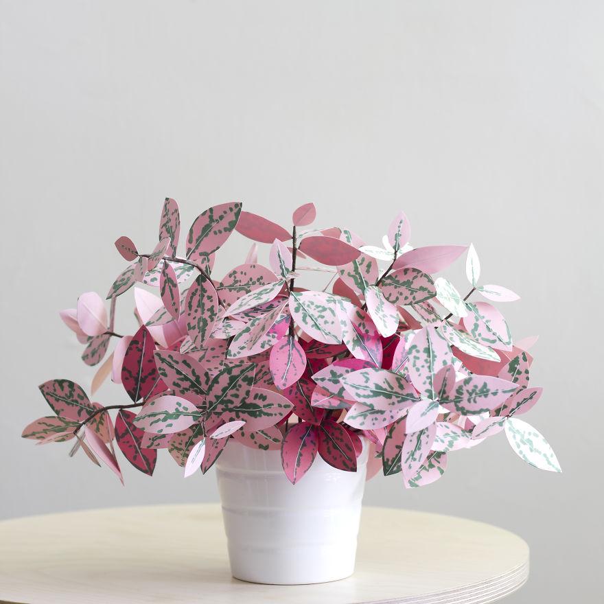hermosas plantas artificiales hechas con papel