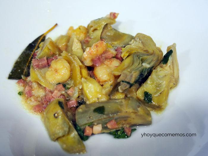 Alcachofas-con-Langostinos