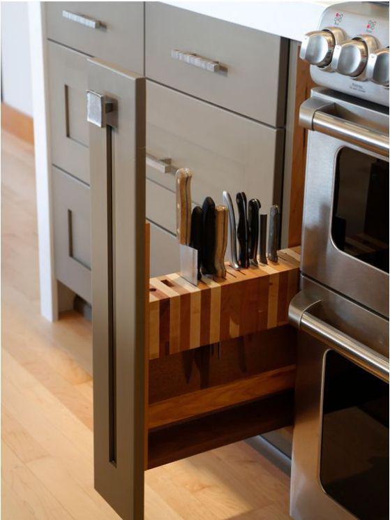 espacio para guardar cuchillos en la cocina