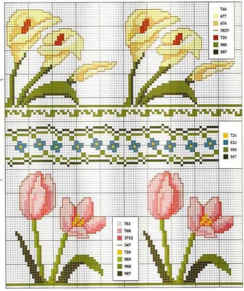 Gráficos de flores punto de cruz gratis
