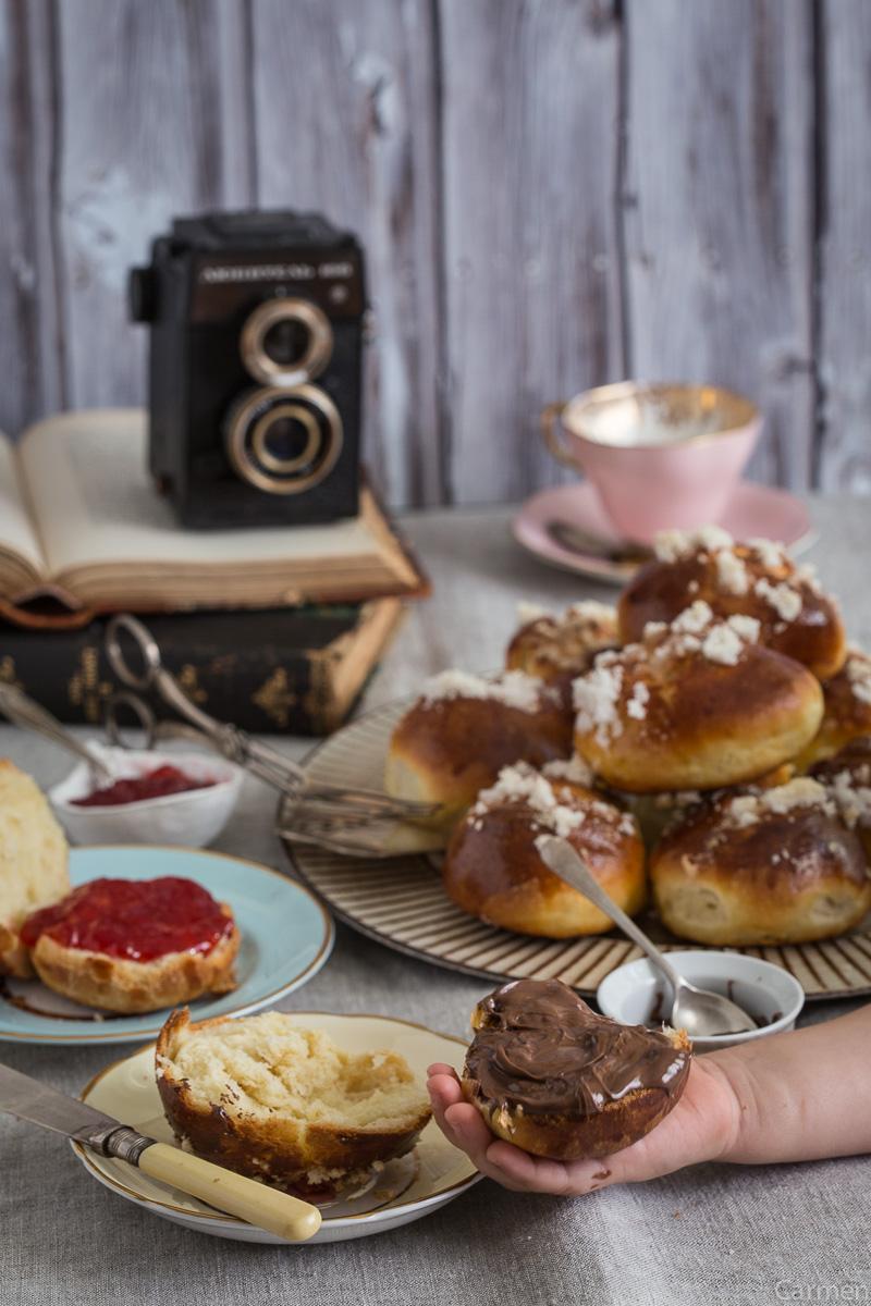 Bollos suizos de aceite de oliva nutella