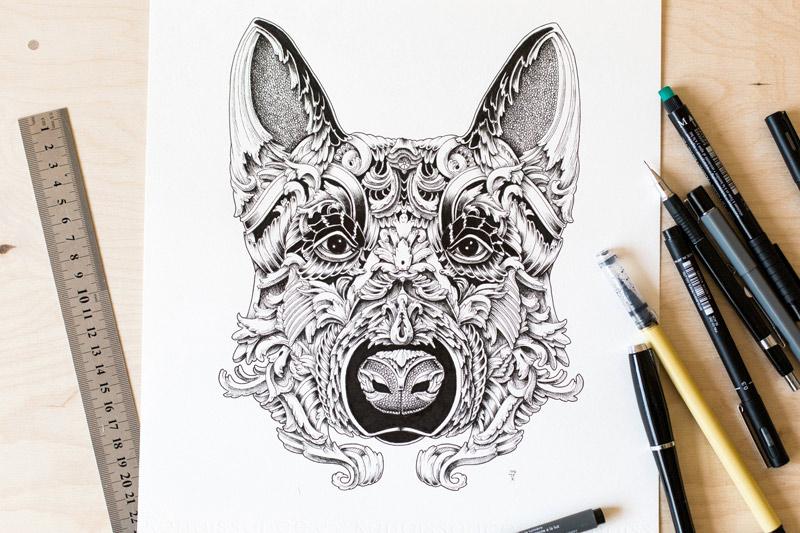 Ilustraciones de perros por alex konahin en wolfrik