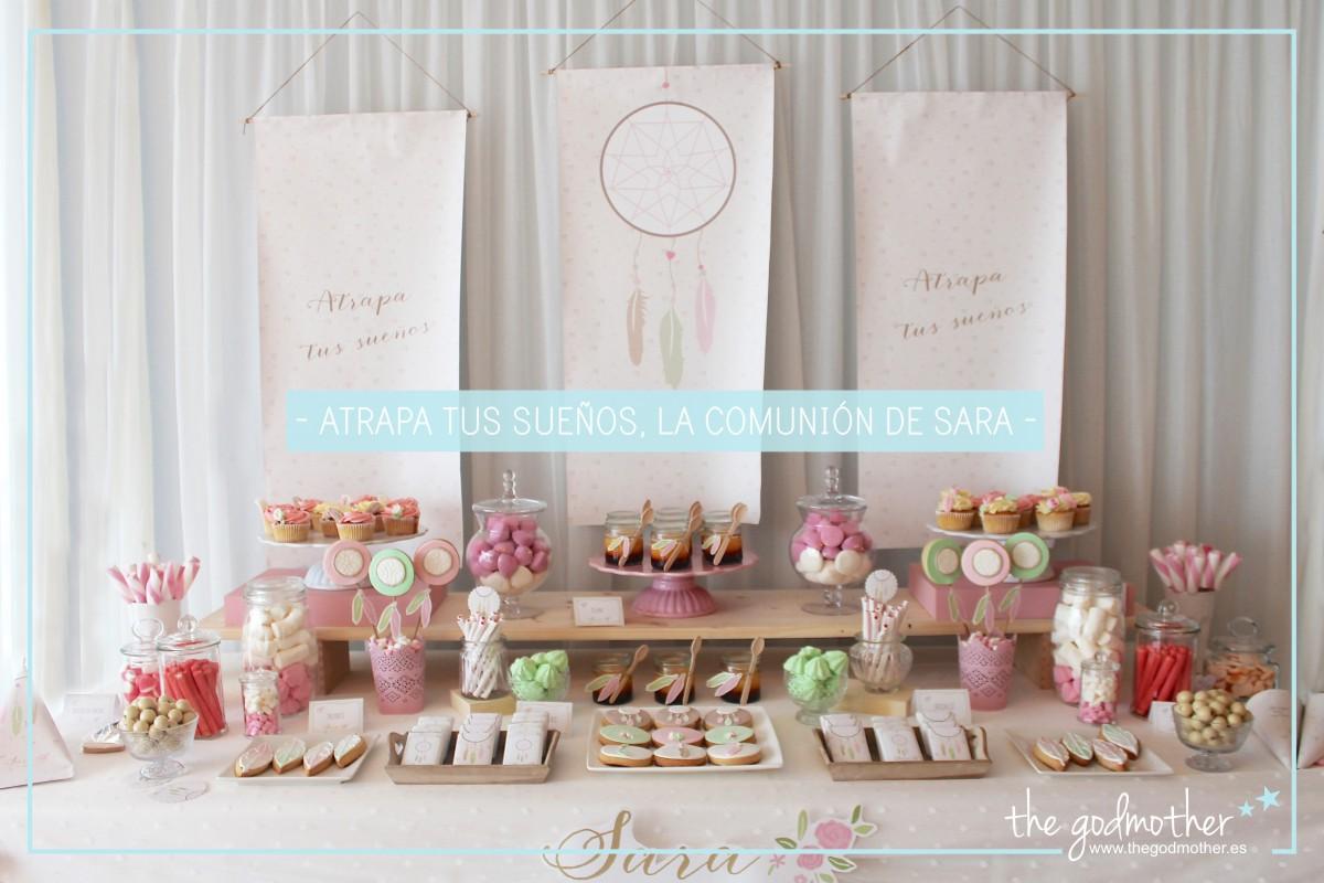mesa dulce comunión princesas - mesa dulce estética bohemia