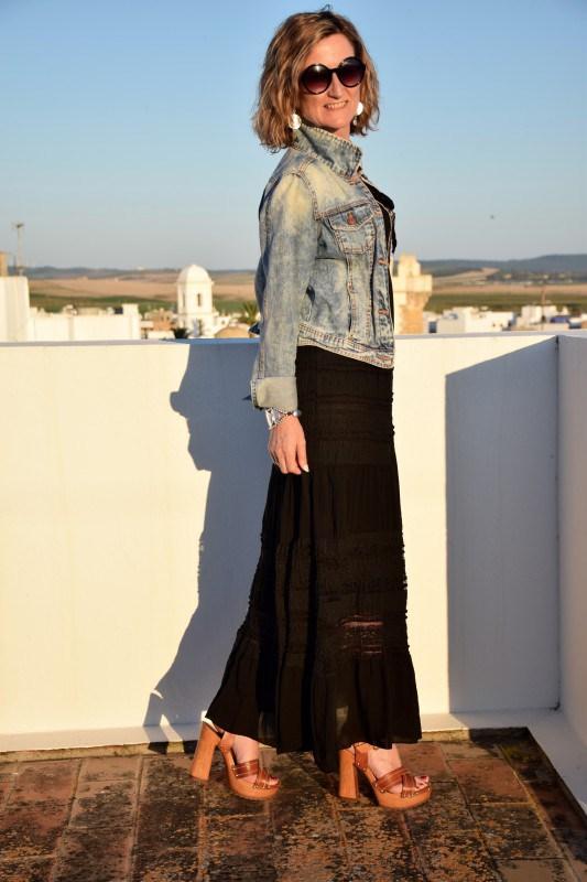 Boho maxi dress an denim