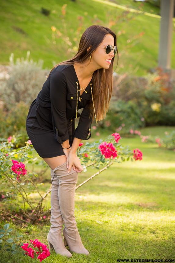 negro con botas altas gris-4554