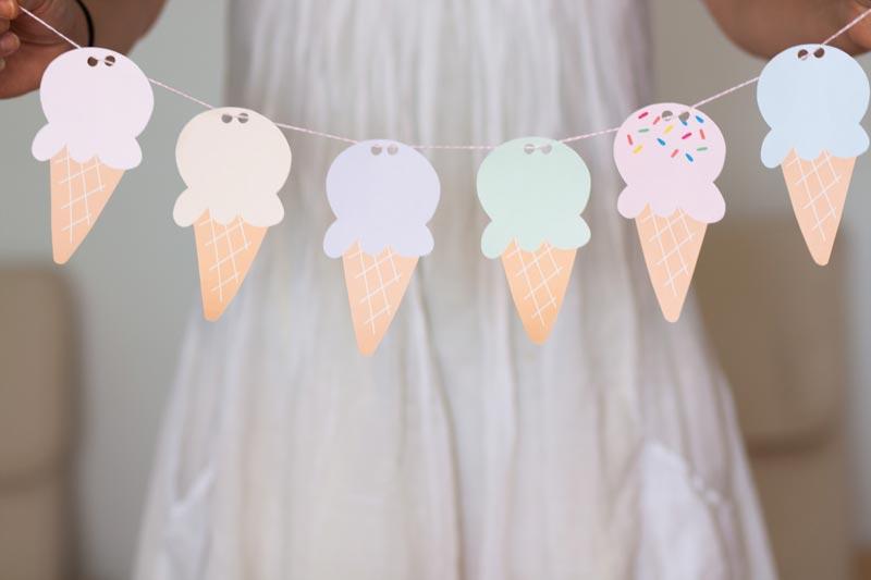 Descargable guirnalda de helados.