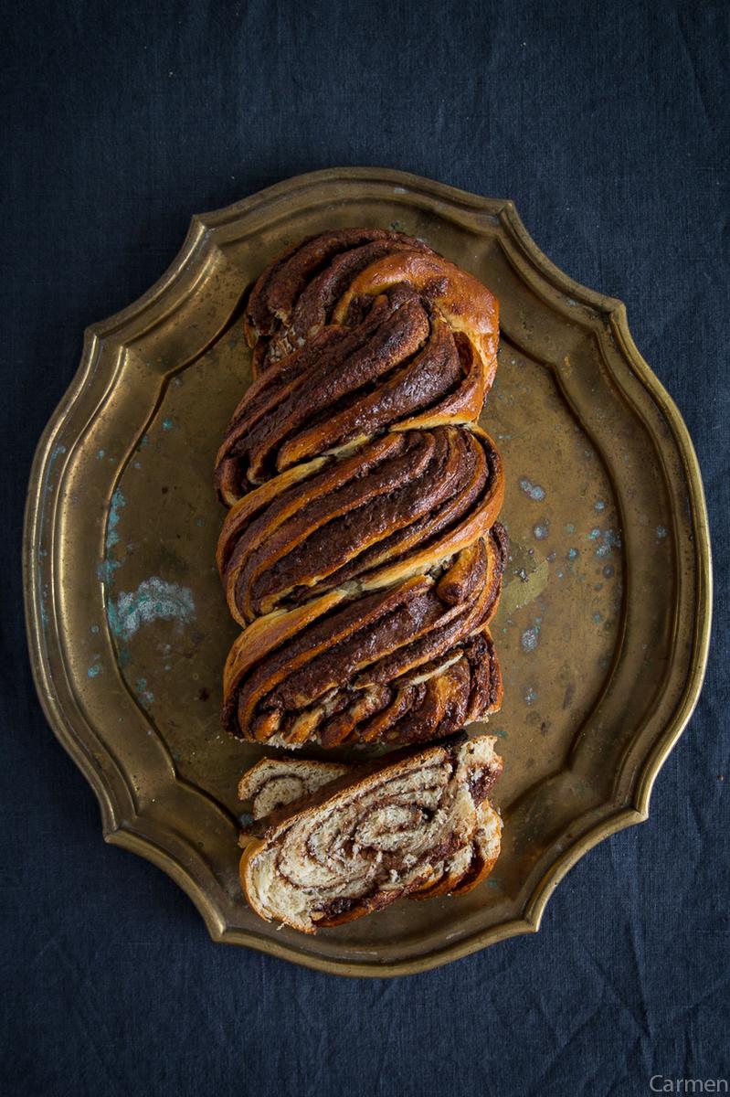 Trenza de nutella cenital bandeja