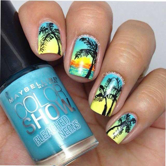 Uñas-de-gel-con-palmeras
