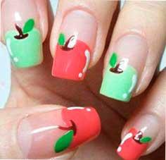diseño de uñas fáciles con manzanas