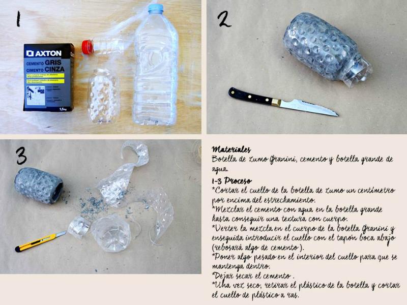 Macetero con una botella de Granini y Pintyplus 2