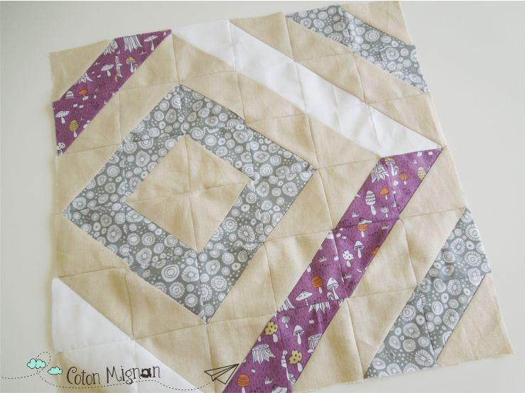cojín patchwork half square triangles coton mignon