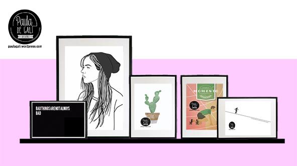 conjunto cuadros estanteria