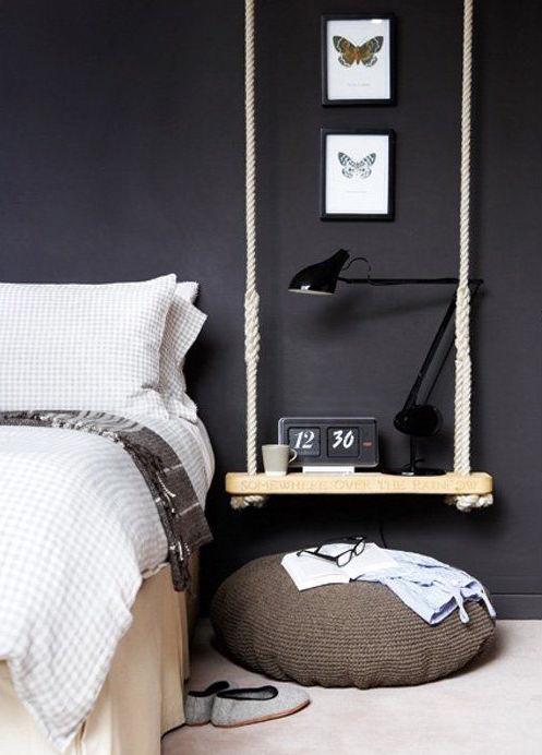 11. Un columpio como mesilla de noche: un DIY sencillísimo y efectivo