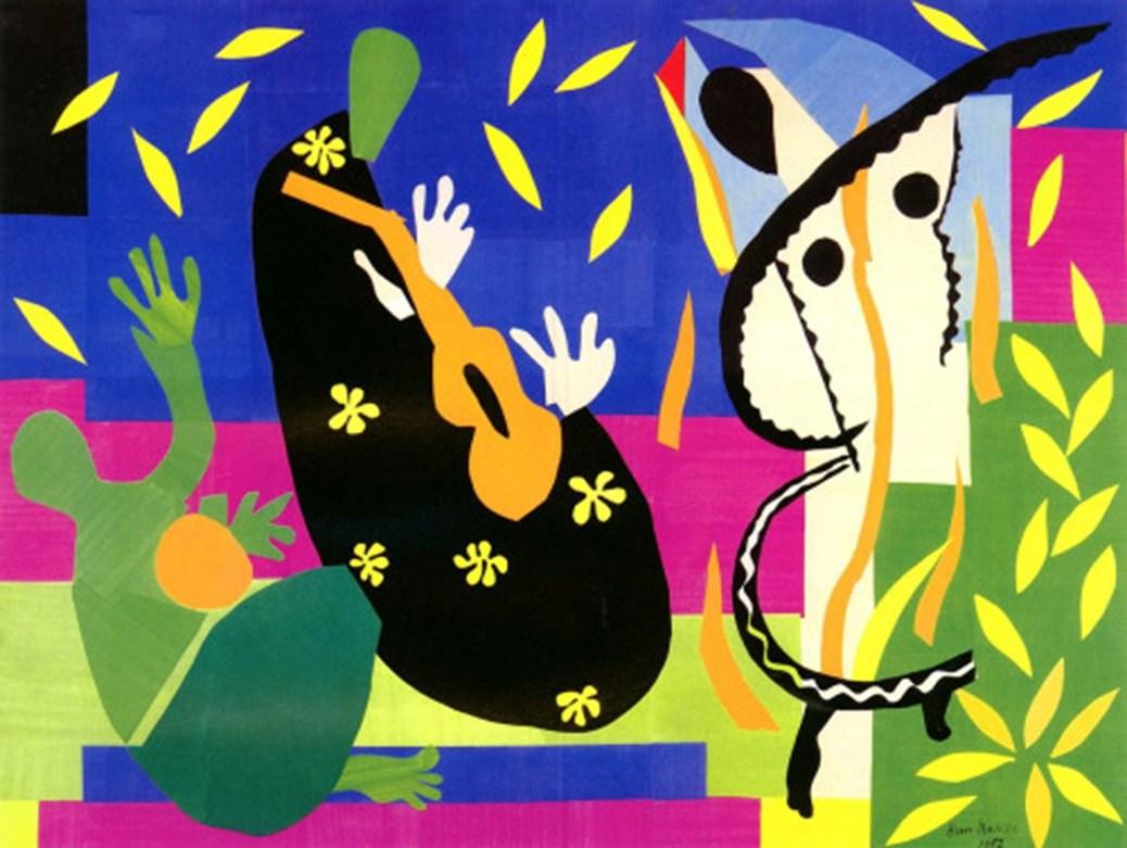 La Tristeza del rey, Henri Matisse (1952). Gouache sobre papel recortado y encolado en tela. 292 x 386 cm. Centro Georges Pompidu, París.