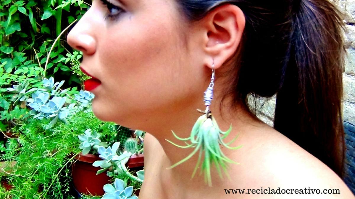Bisutería, pendientes, colgante con plantas vivas. Claveles del viento