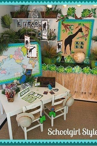 decoracion de salon de preescolar safari