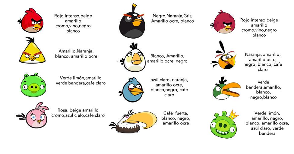 Cuadro de colores angry birds
