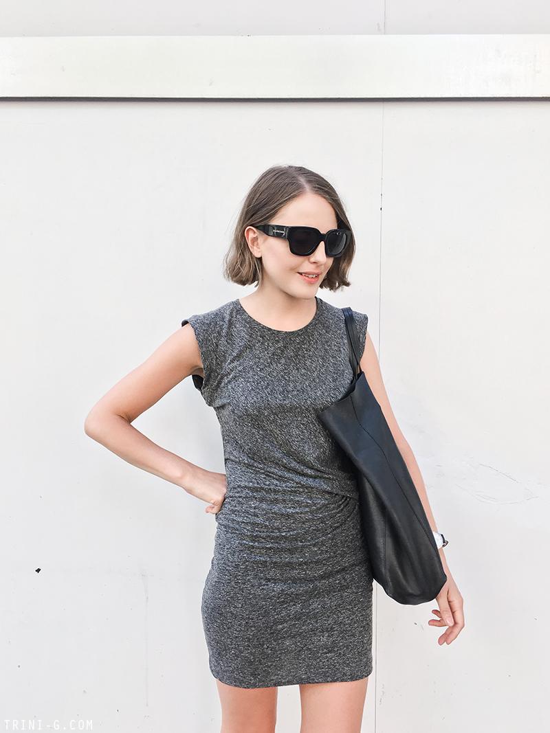 Trini | IRO Athos dress Céline cabas bag Nike Air Max Thea