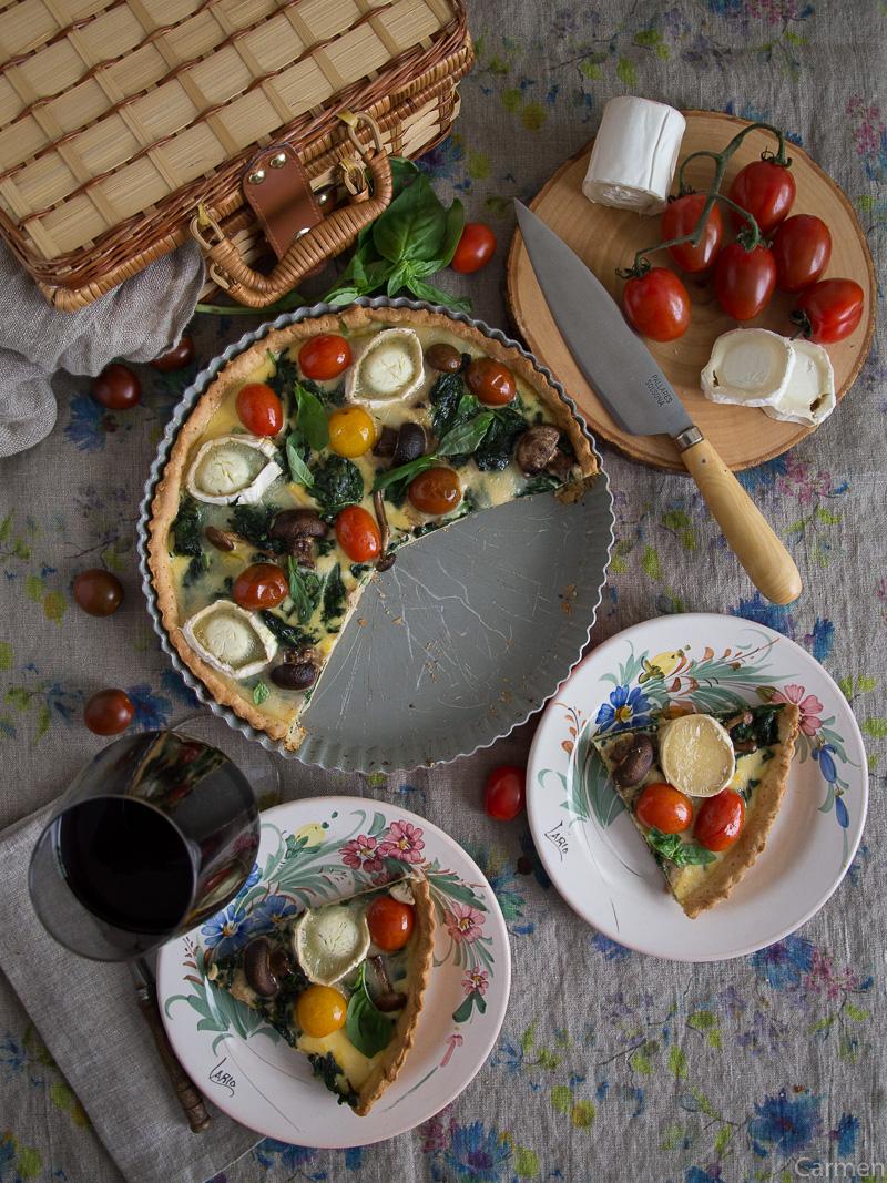 Quiche de espinacas cenital partida