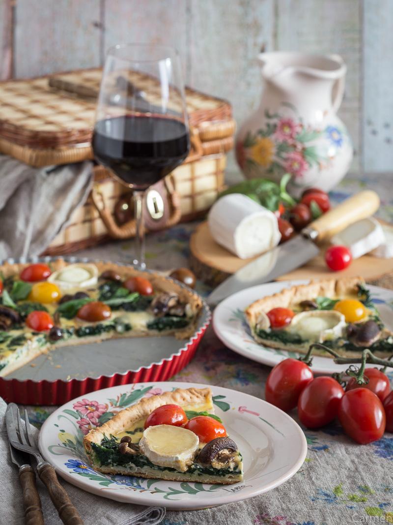 Quiche de espinacas frontal partida
