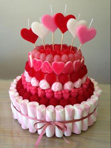 tortas con golosinas para san valentin