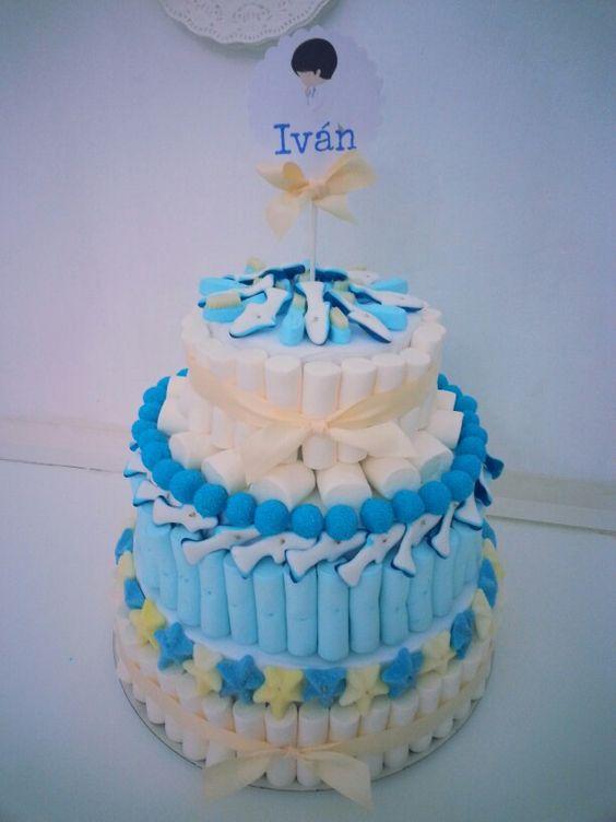 torta de comunion con golosinas