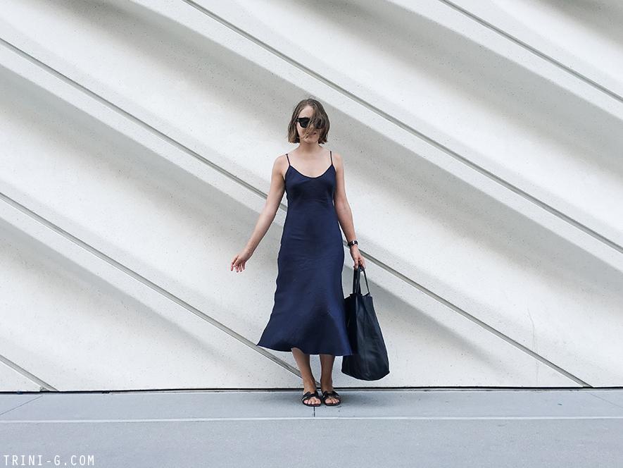 Trini | Organic by John Patrick slip dress Hermes Oran sandals