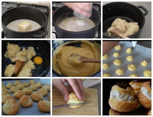 profiteroles-caseros-de-nata (crema de leche)-y-chocolate-elaboracion