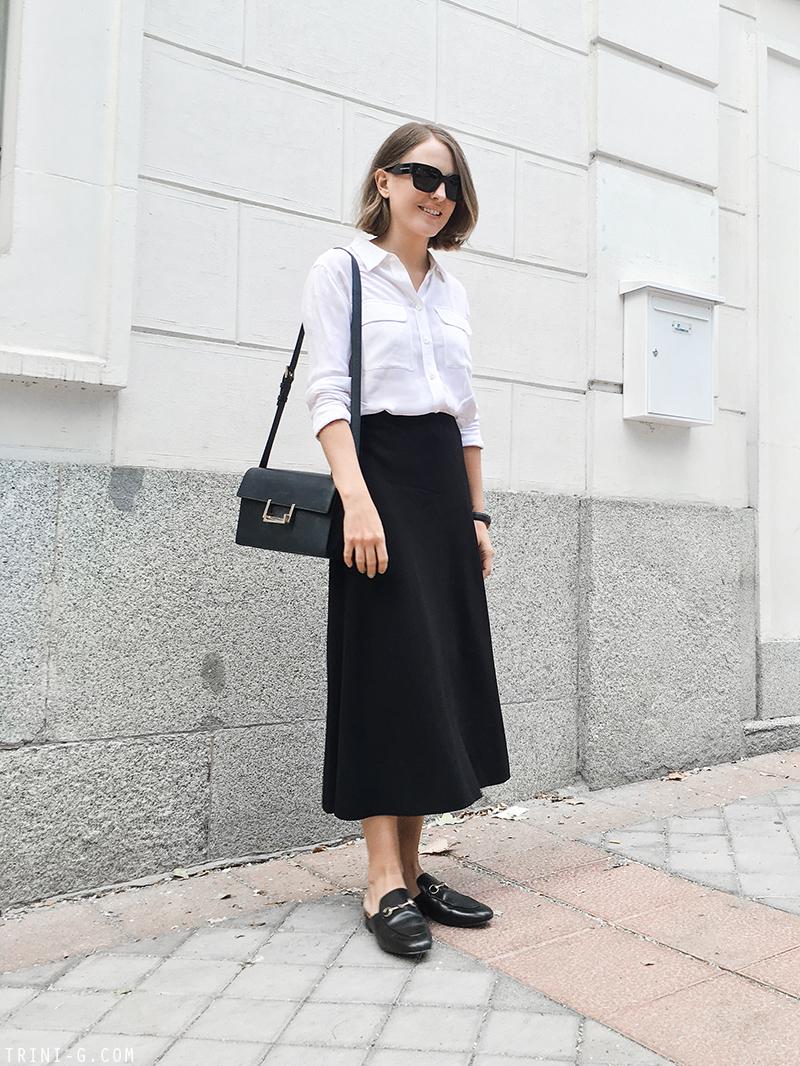 Trini | The Row skirt Gucci Princetown loafers