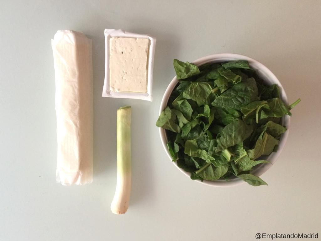 Ingredientes para la spanakopita