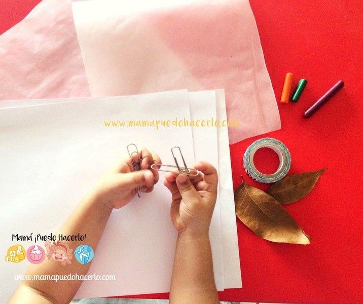 Calcar hojas Secas con Crayones