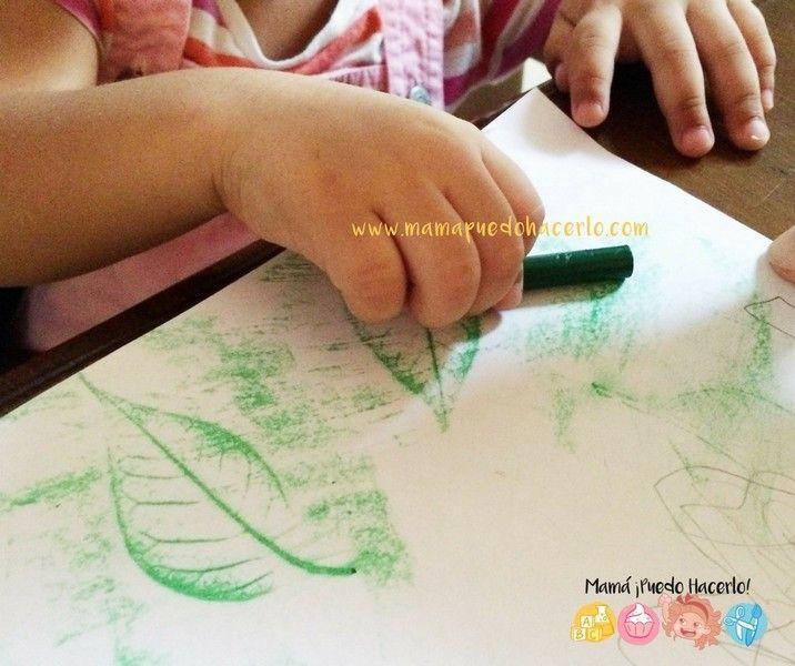 Calcar hojas Secas con Crayones