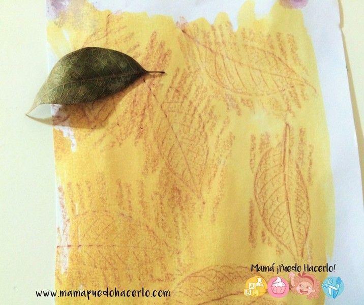 Calcar hojas Secas con Crayones