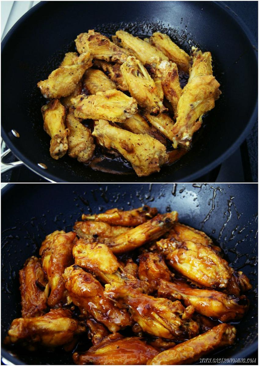 Alitas de pollo con sriracha y miel