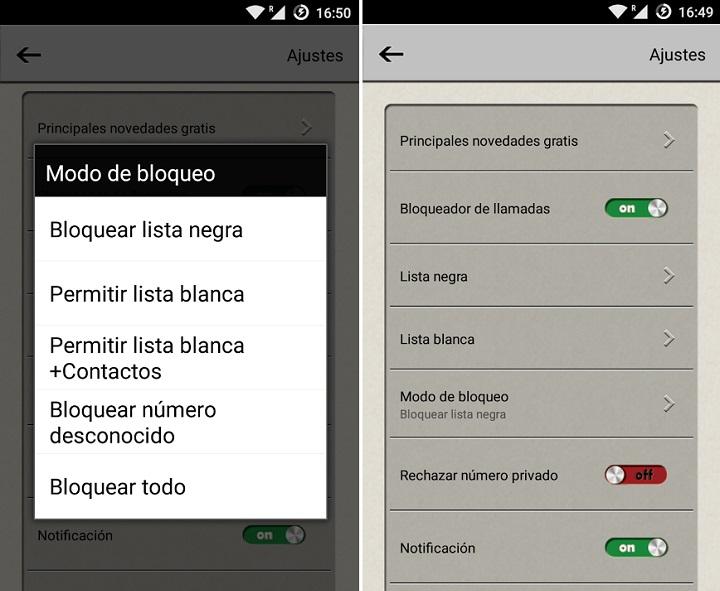 Bloquear llamadas bloqueador de llamadas Android restringir llamadas emergentes lista negra blacklist lista blanca contactos