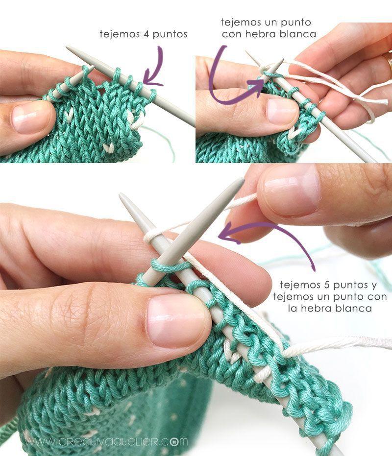 Peto de punto a dos agujas "Topitos" -Patrón y tutorial gratis