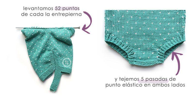 Peto de punto a dos agujas "Topitos" -Patrón y tutorial gratis