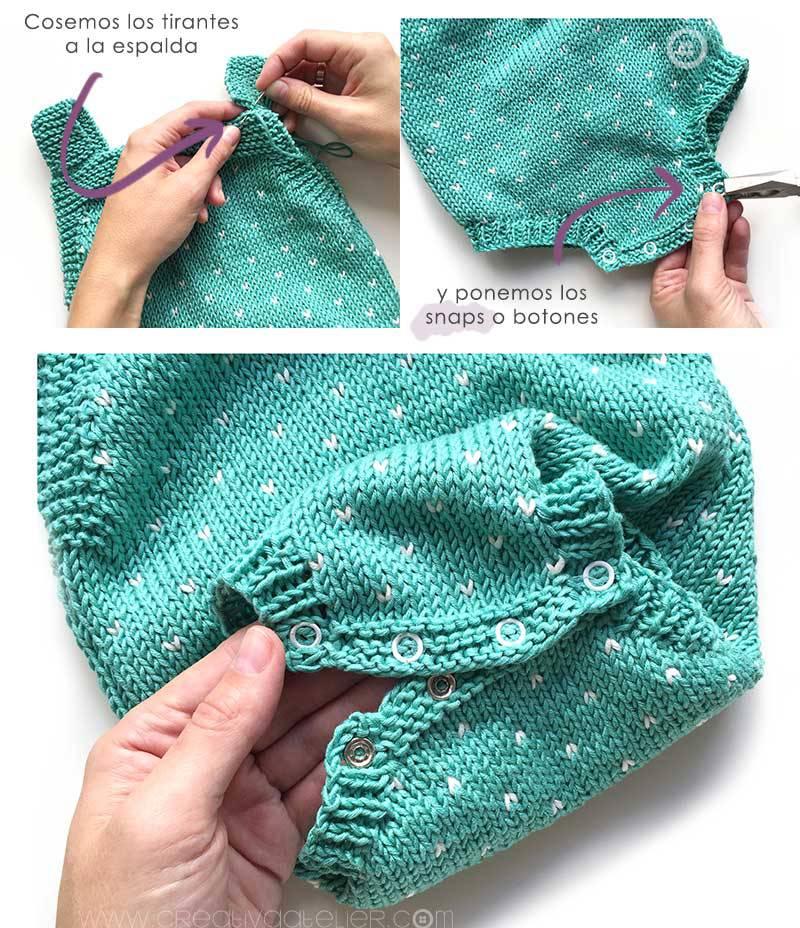 Peto de punto a dos agujas "Topitos" -Patrón y tutorial gratis