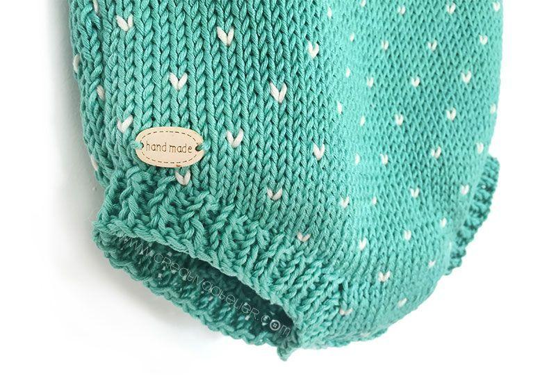 Peto de punto a dos agujas "Topitos" -Patrón y tutorial gratis