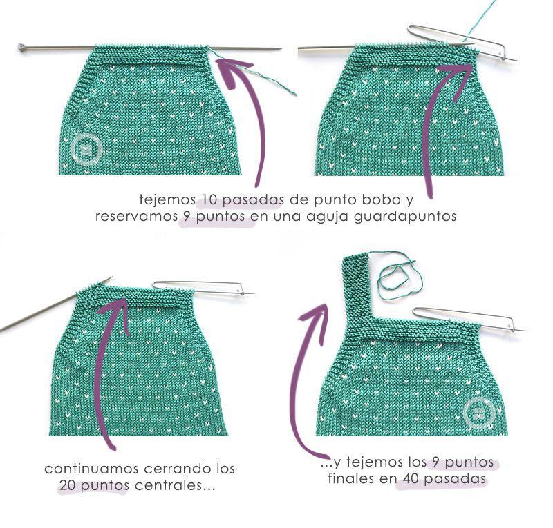 Peto de punto a dos agujas "Topitos" -Patrón y tutorial gratis